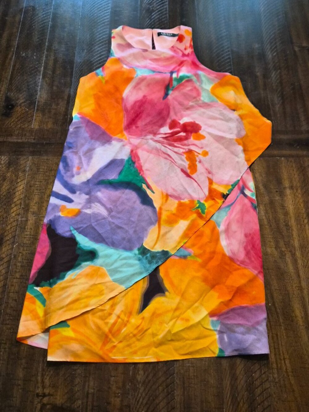 Lauren Ralph Lauren Dress Size 4 Floral Wrap Sleeveless Summer Beach G562